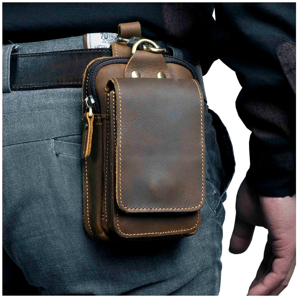 Men's Leather Hip Bag - Fashinoza
