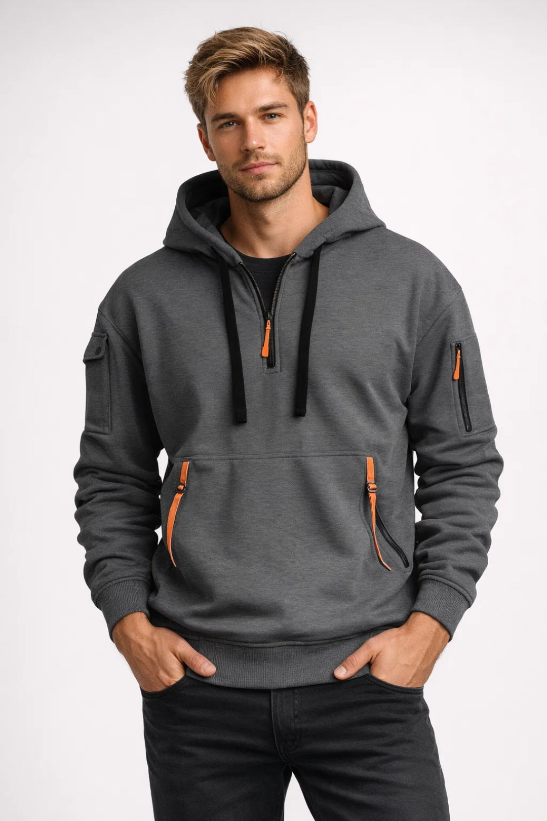 Men's Half-Zip Hoodie Pullover Sweater - Fashinoza