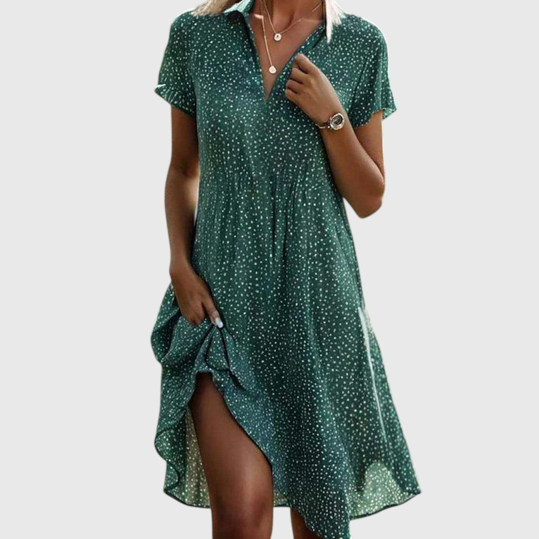 Printed Collared Midi Dress