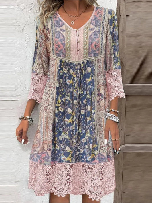 Women's Floral Midi Dress - Fashinoza