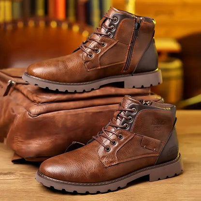 Men's Leather Dress Boots Zipper Black