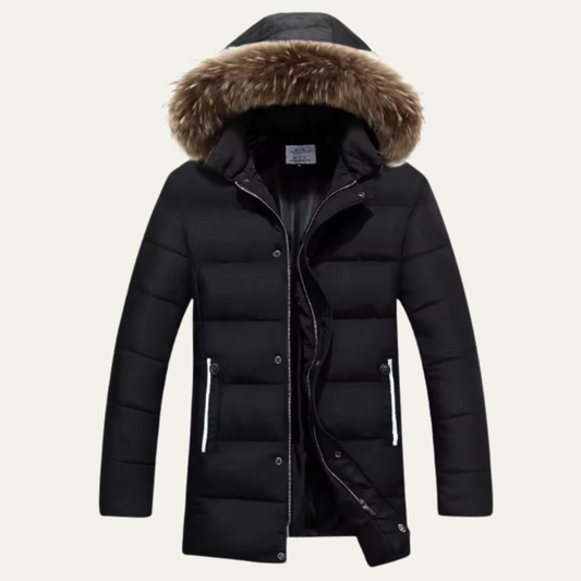 Men's Cotton Jacket Fur Hooded Warm Winter - Fashinoza