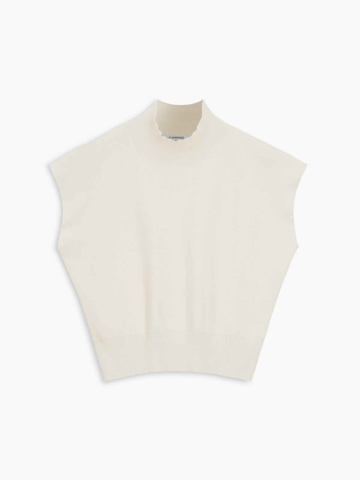 Women's Sleeveless Vest Mock Neck Padded Shoulder