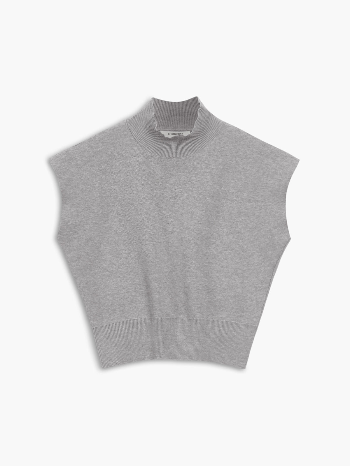 Women's Sleeveless Vest Mock Neck Padded Shoulder