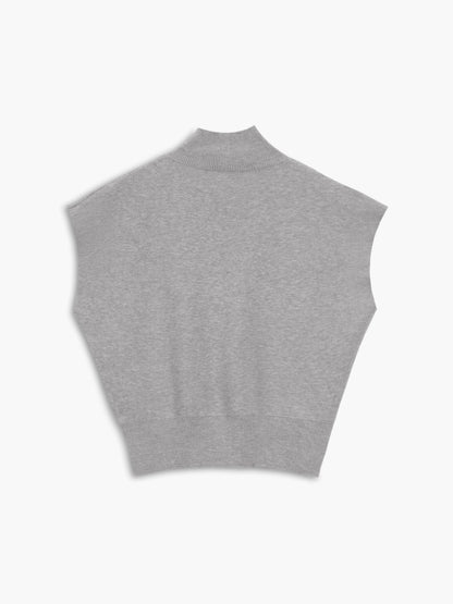 Women's Sleeveless Vest Mock Neck Padded Shoulder