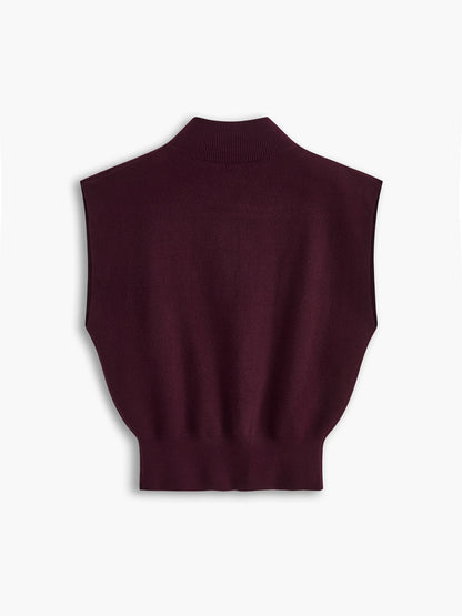 Women's Sleeveless Vest Mock Neck Padded Shoulder