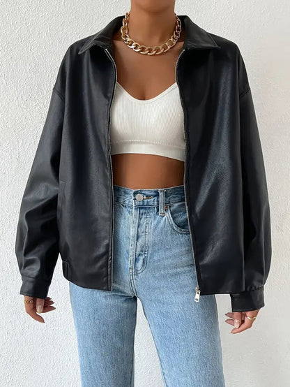Women's Oversized Zip Up Jacket - Fashinoza