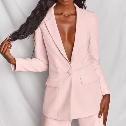 Women's Two Piece Suit Blazer Wide Leg Trousers