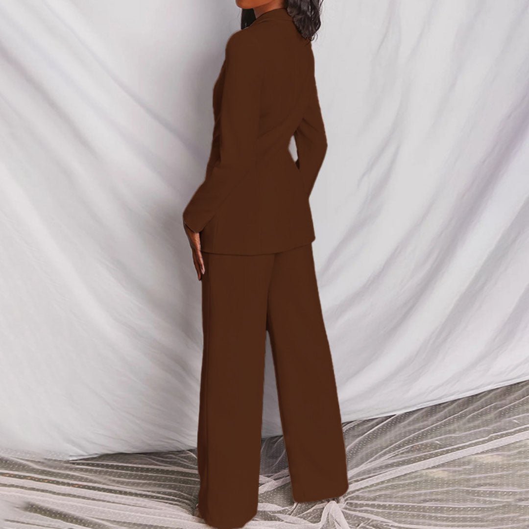 Women's Two Piece Suit Blazer Wide Leg Trousers