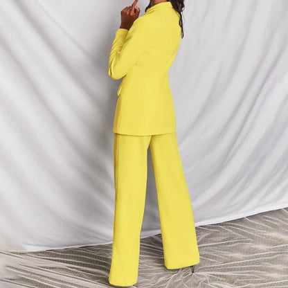 Women's Two Piece Suit Blazer Wide Leg Trousers
