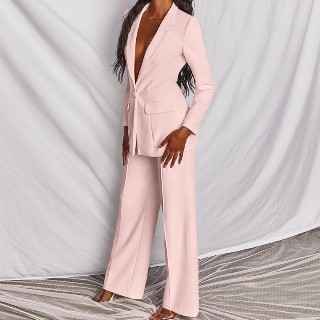 Women's Two Piece Suit Blazer Wide Leg Trousers