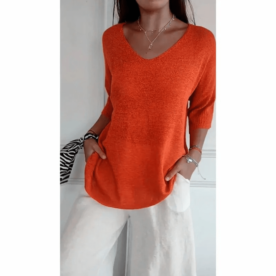 Women's Relaxed Fit V-Neck Tunic - 
Fashinoza