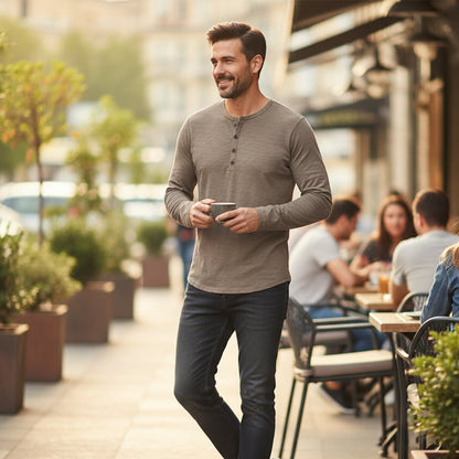 Men's Long Sleeve Cotton Polo Shirt