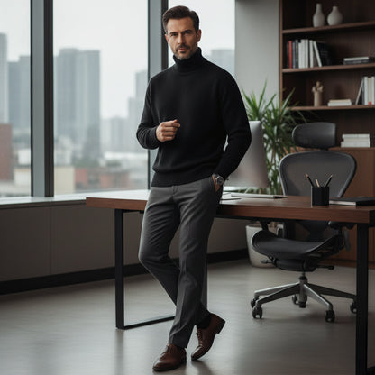 Men's Soft Knit Turtleneck Sweater Warm