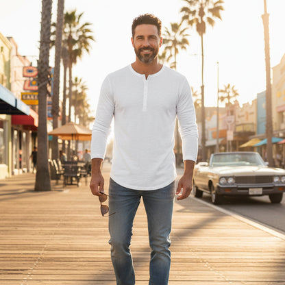 Men's Long Sleeve Cotton Polo Shirt