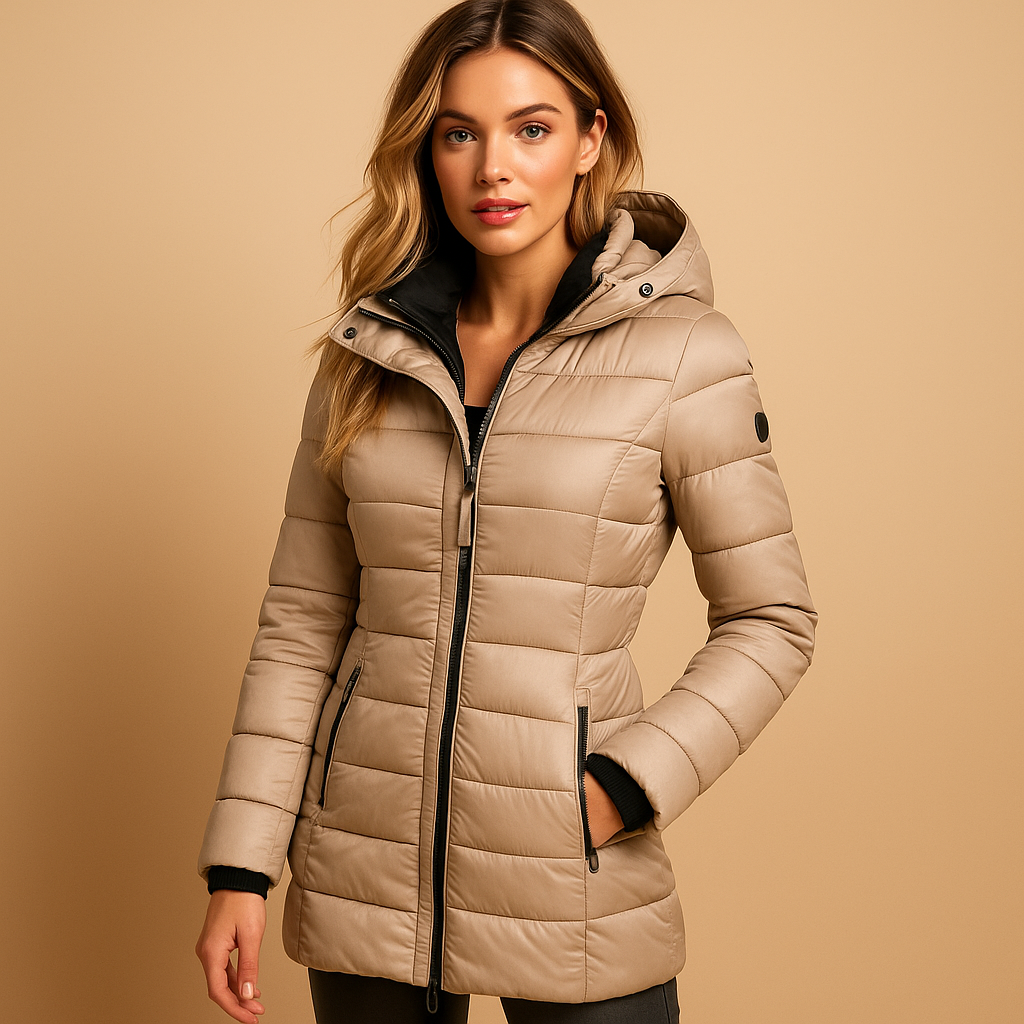 Women's Cozy Hooded Red Puffer Jacket