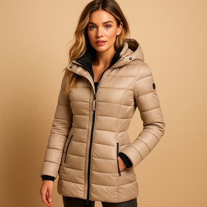 Women's Cozy Hooded Red Puffer Jacket
