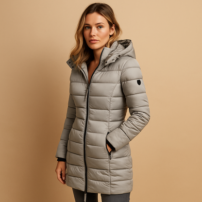 Women's Cozy Hooded Red Puffer Jacket