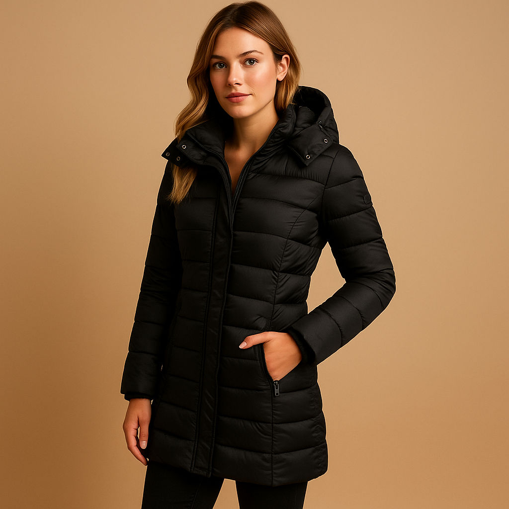 Women's Cozy Hooded Red Puffer Jacket