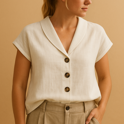 Women's Lightweight Summer Blouse Round Neck - 
Fashinoza
