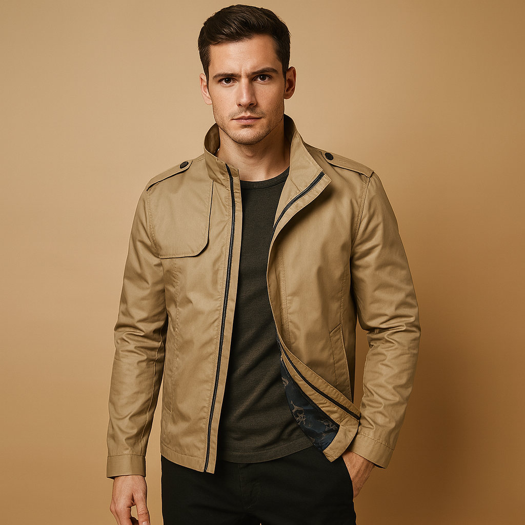 Men's Lightweight Summer Jacket Stand Collar - 
Fashinoza