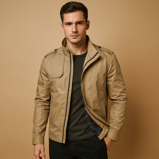 Men's Lightweight Summer Jacket Stand Collar - 
Fashinoza