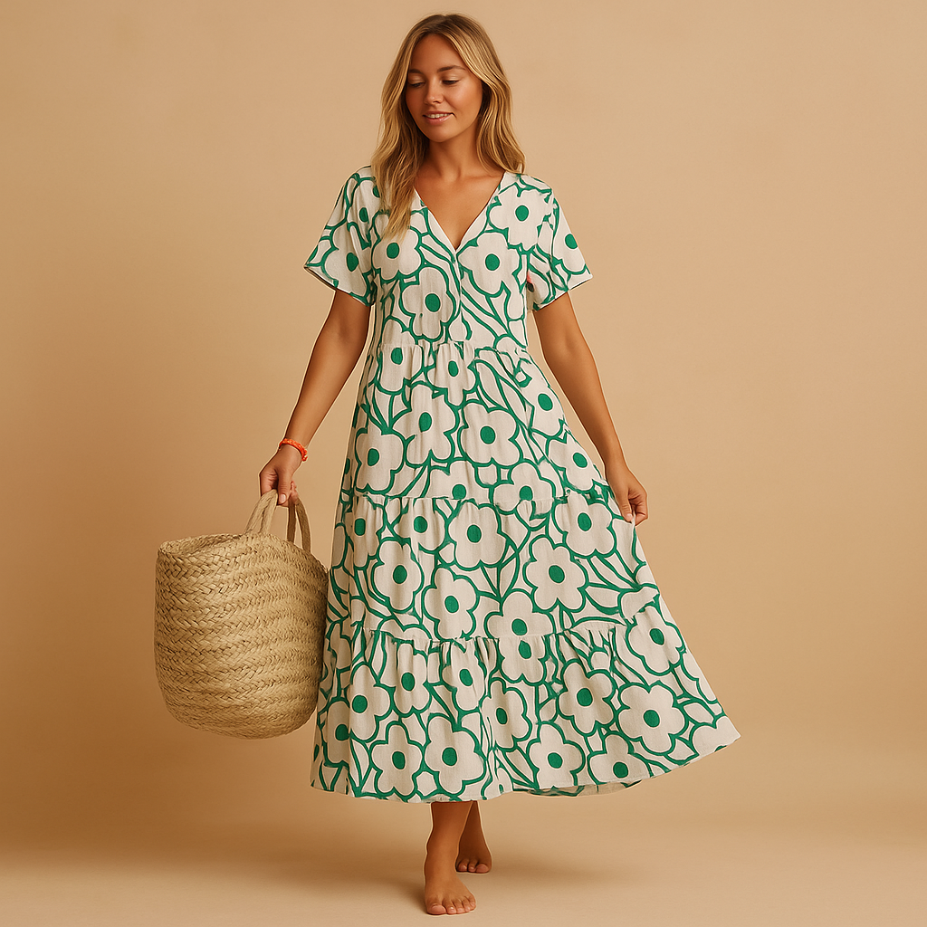 Women's Casual Summer Dress Short Sleeve - 
Fashinoza