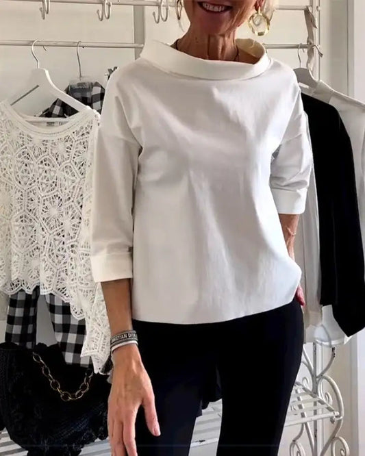 Women's High Neck Relaxed Fit Blouse - Fashinoza