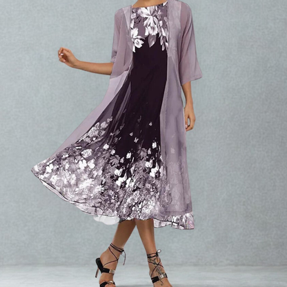 Linda Women's A-Line Midi Floral Dress - Fashinoza