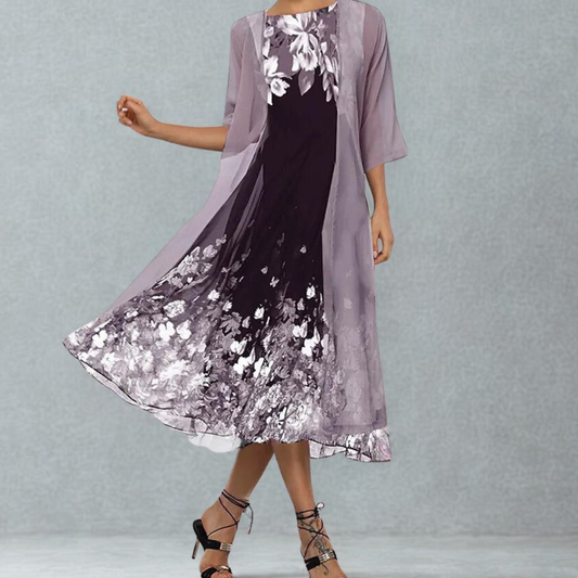 Linda Women's A-Line Midi Floral Dress - Fashinoza
