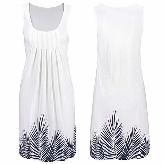 Linda Women's Sleeveless Print Knee Length Summer Dress - Fashinoza