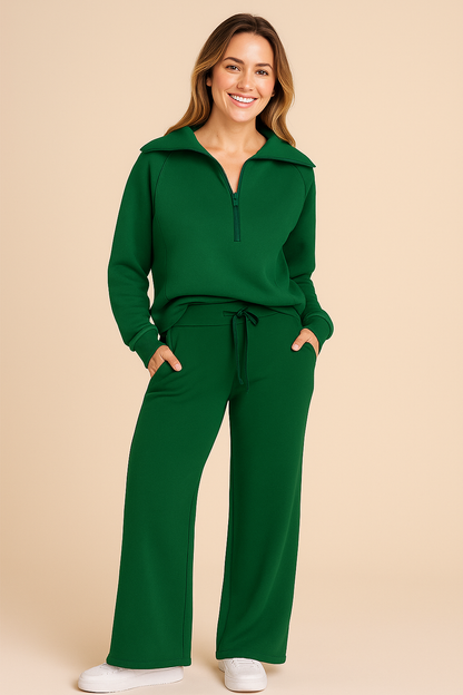 Image of Linda | Women's Wide Leg Two-Piece Pant Set
