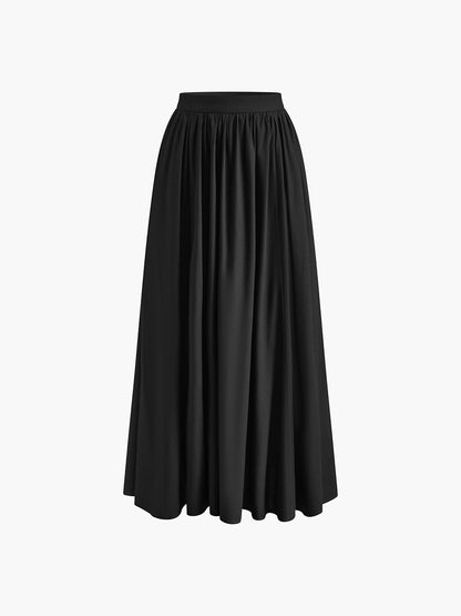 Women's High Waist A-Line Maxi Skirt With Pockets