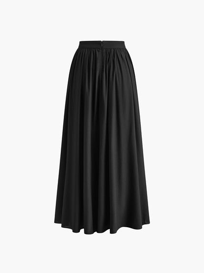 Women's High Waist A-Line Maxi Skirt With Pockets