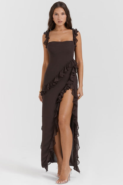 Elegant Ruffle Evening Gown