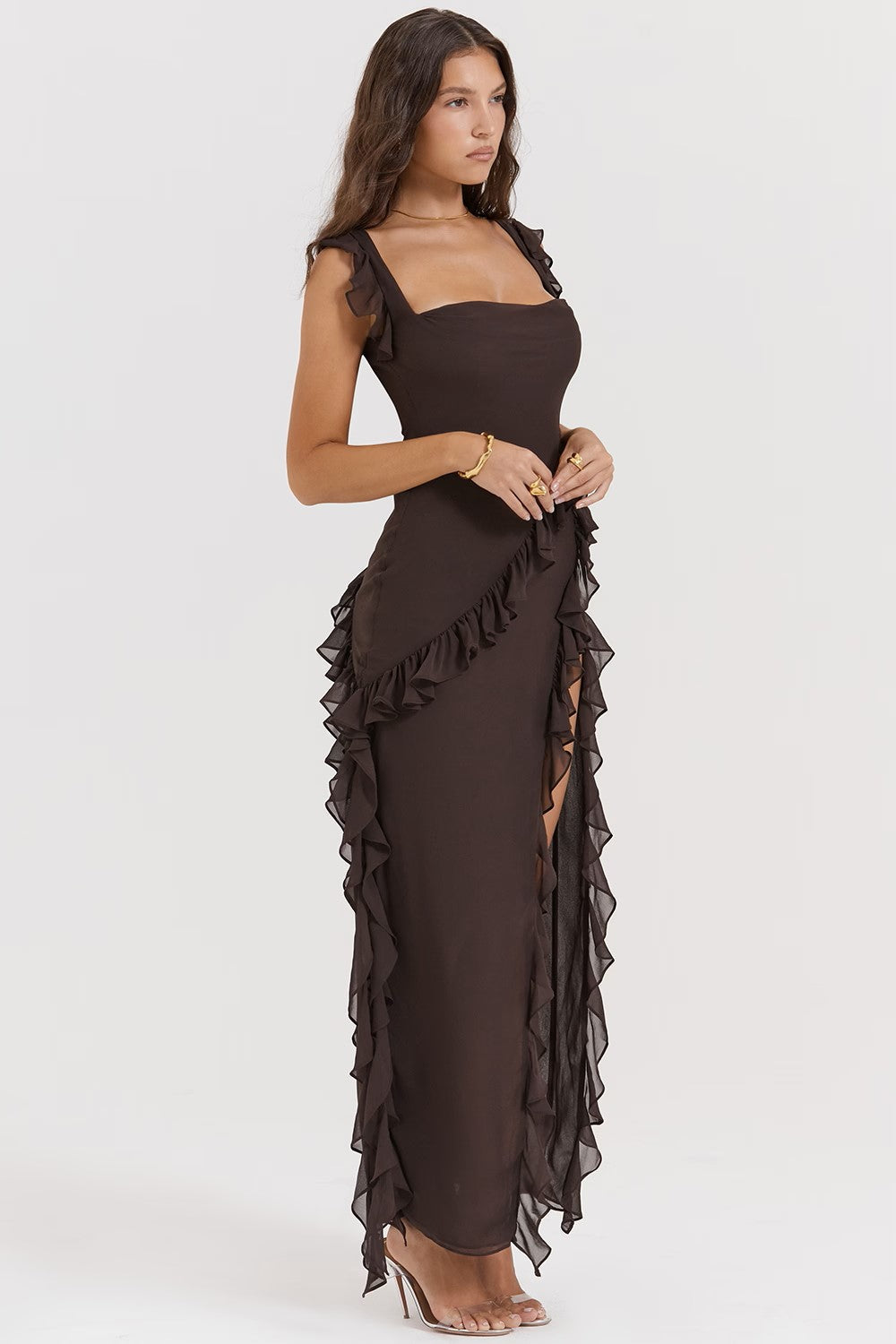 Elegant Ruffle Evening Gown