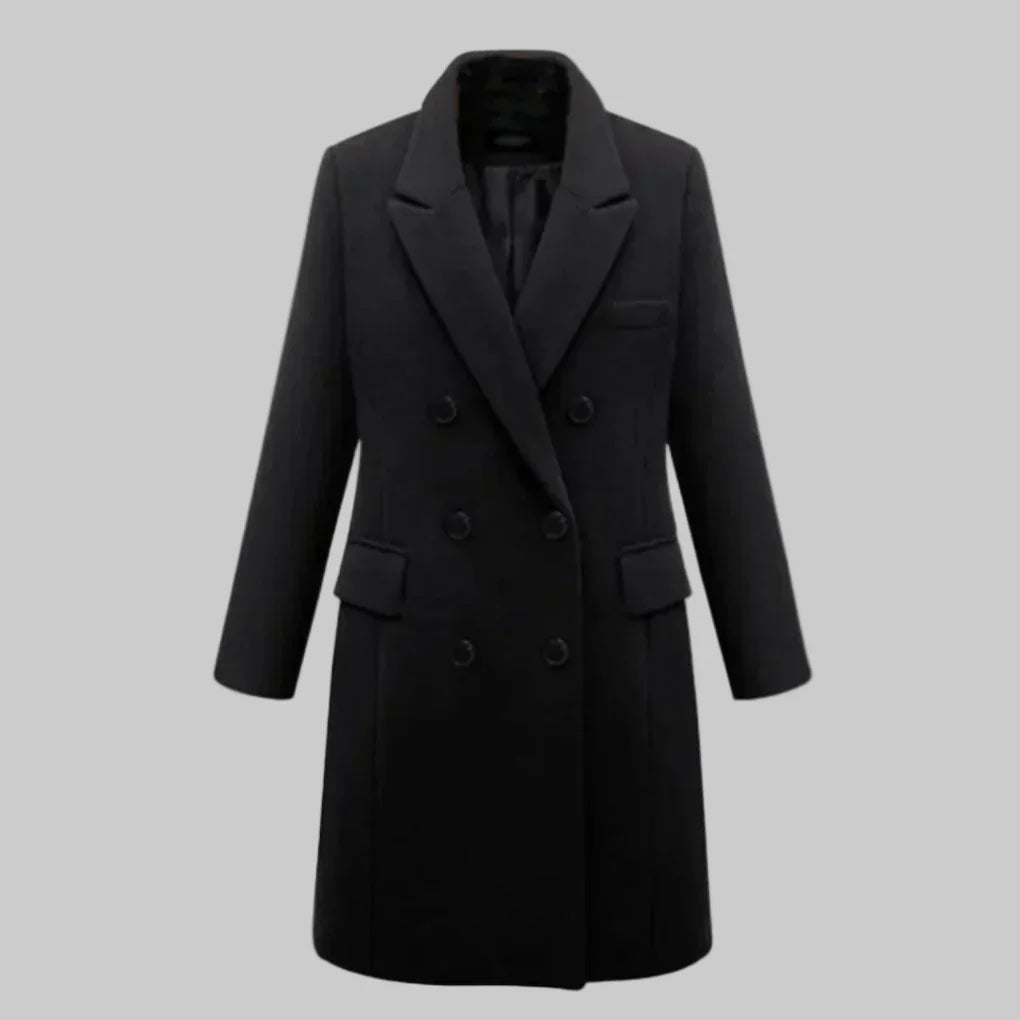 Women's Long Winter Coat Waterproof Elegant Black - Fashinoza