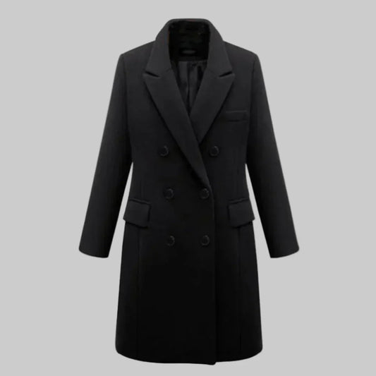 Women's Long Winter Coat Waterproof Elegant Black - Fashinoza