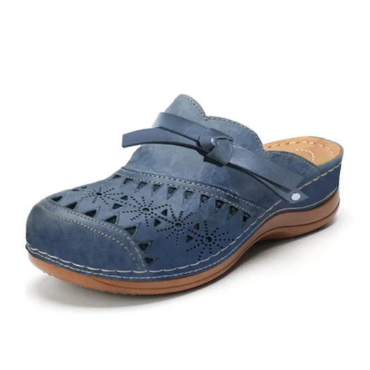 Women's Slip-On Clogs Bow Accent Cutout Design - Fashinoza