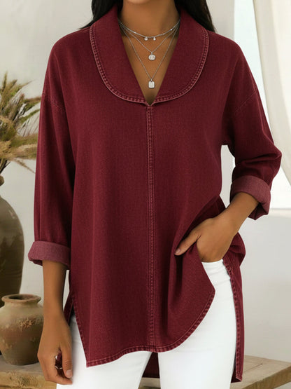 Women's Long Sleeve Tunic Blouse - Fashinoza