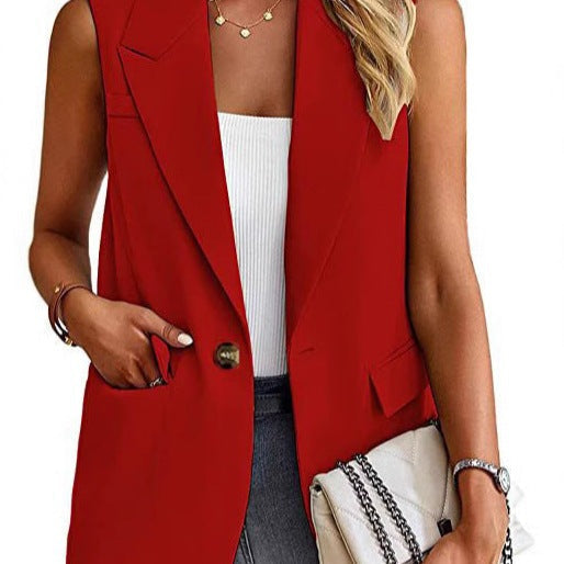 Women's Tailored Sleeveless Blazer Vest - Fashinoza