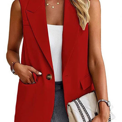 Women's Tailored Sleeveless Blazer Vest - Fashinoza