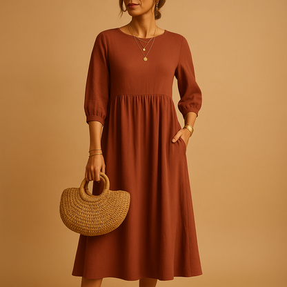Women's Casual Maxi Dress Round Neck - 
Fashinoza