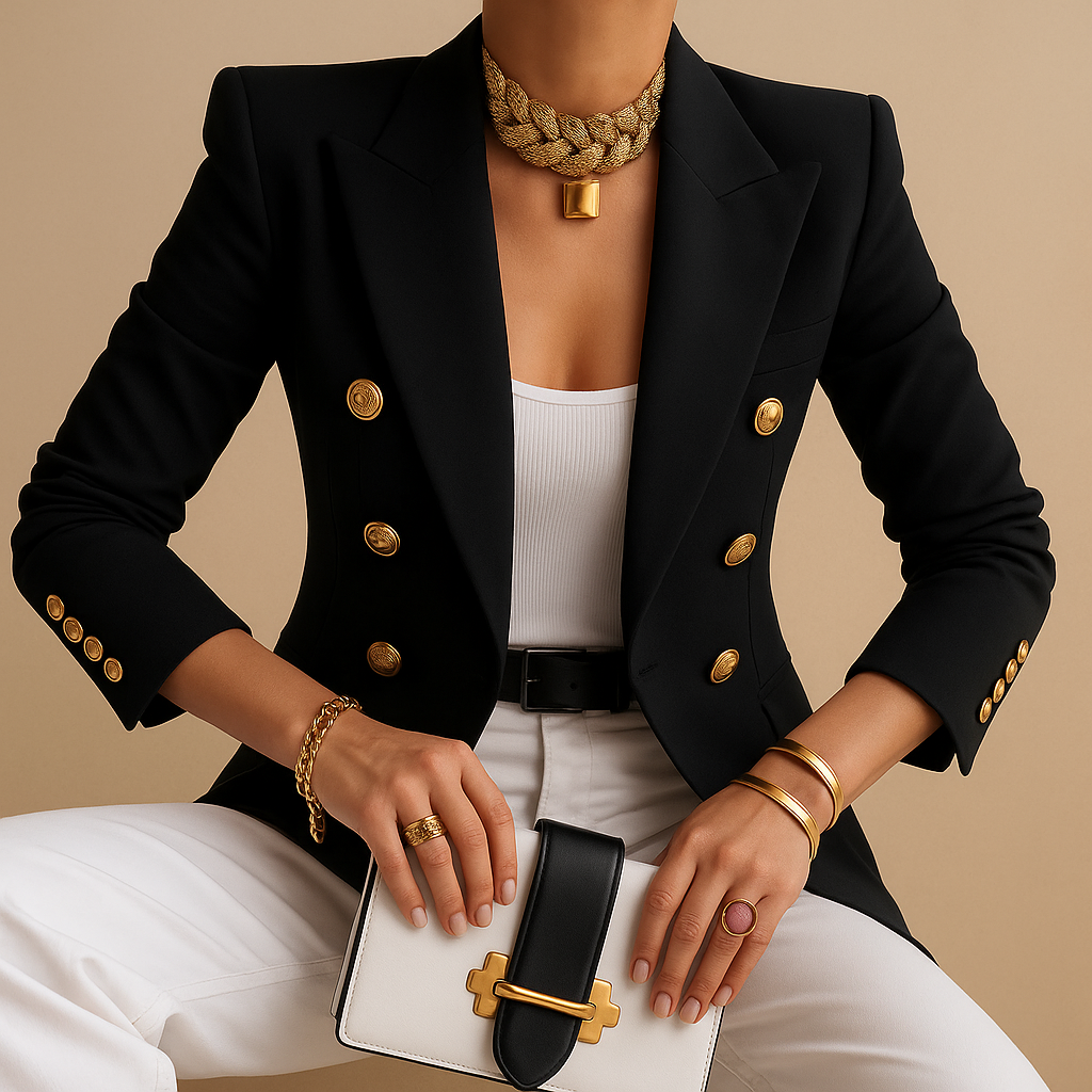 Women's Elegant Long Blazer - 
Fashinoza