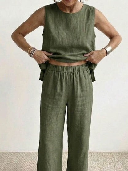 Women's Sleeveless Tank And Wide Leg Pants Set
