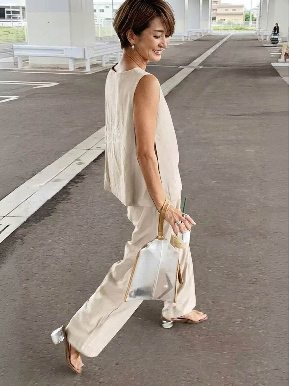 Women's Sleeveless Tank And Wide Leg Pants Set