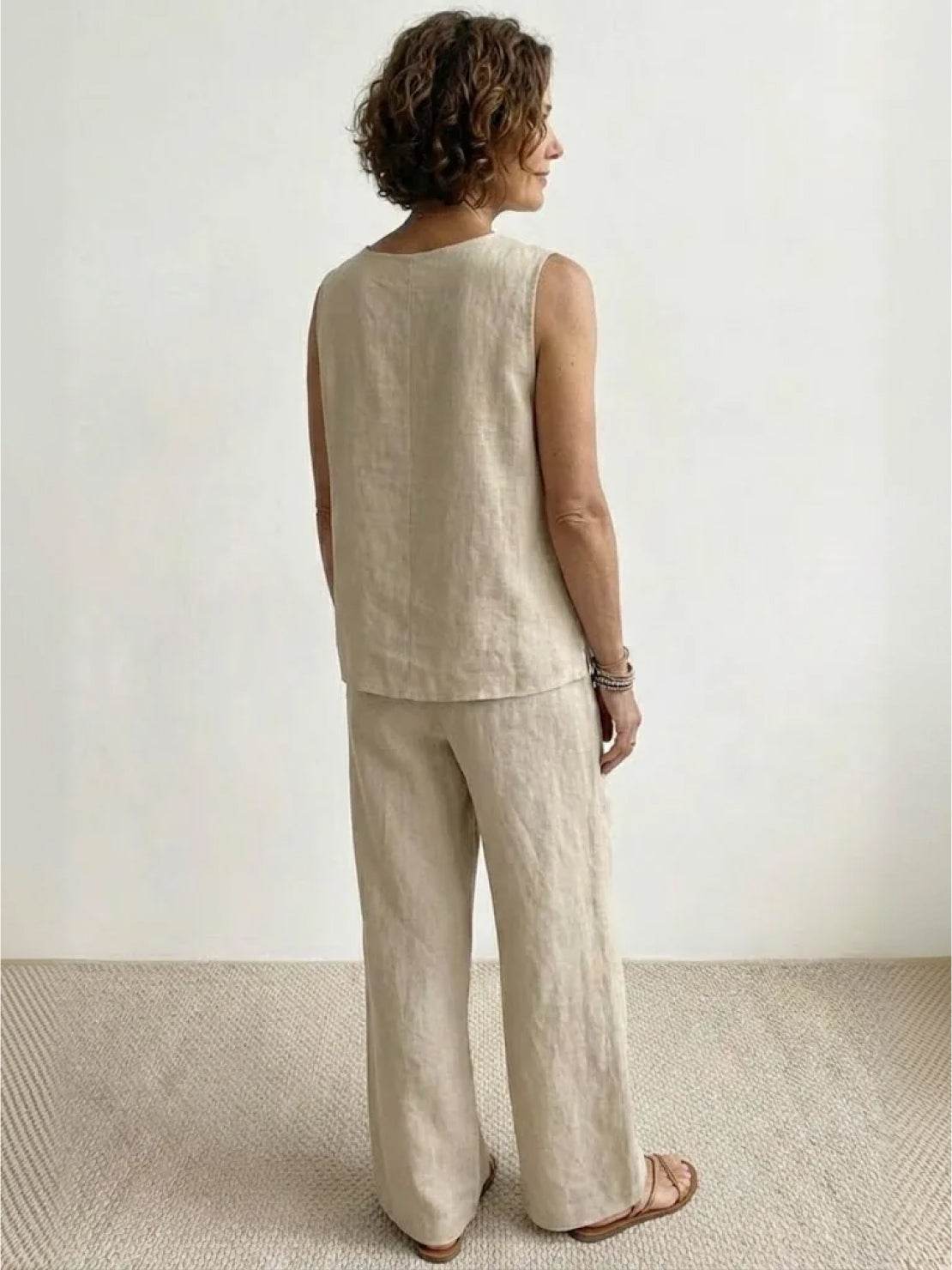 Women's Sleeveless Tank And Wide Leg Pants Set