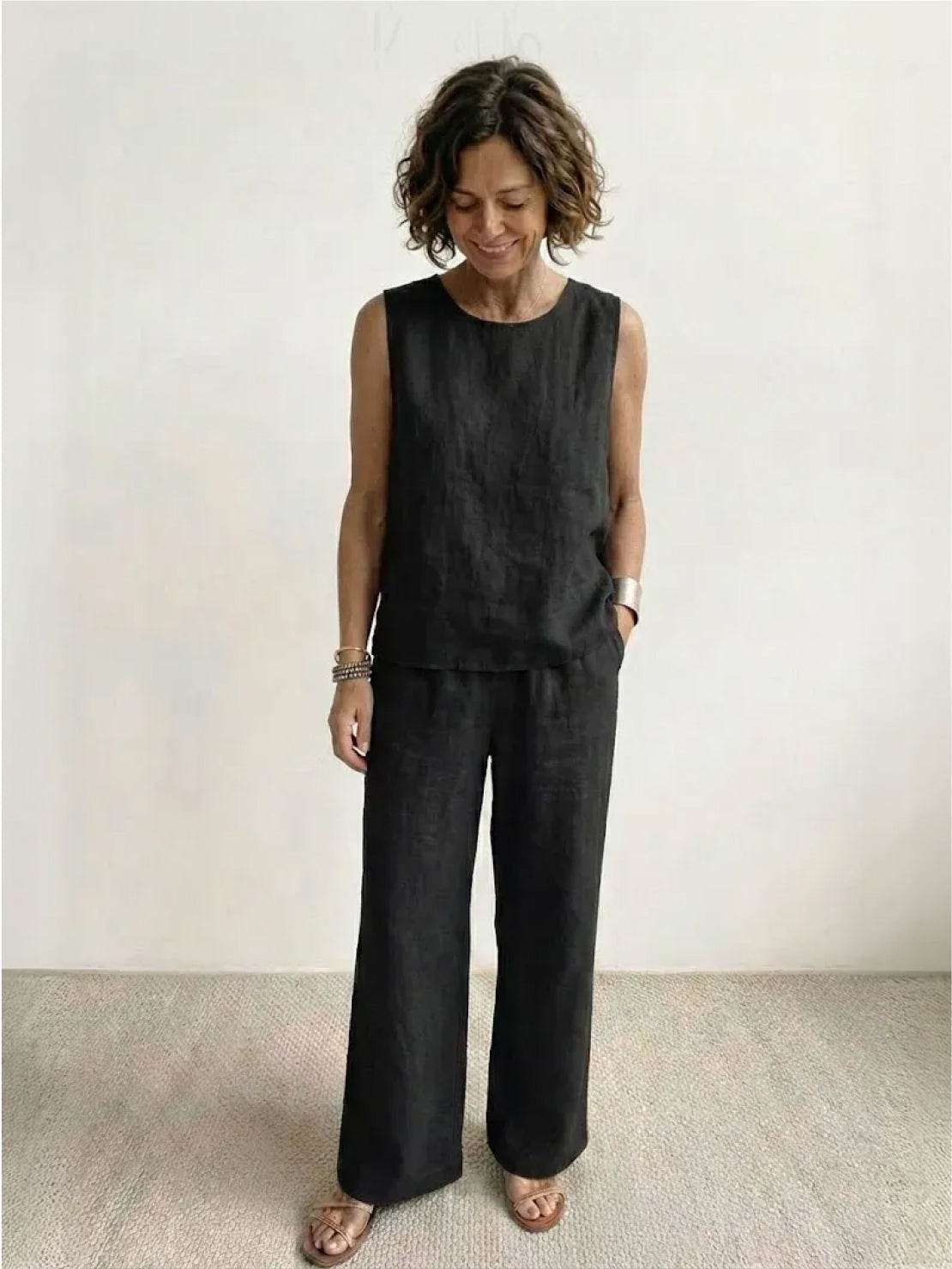 Women's Sleeveless Tank And Wide Leg Pants Set