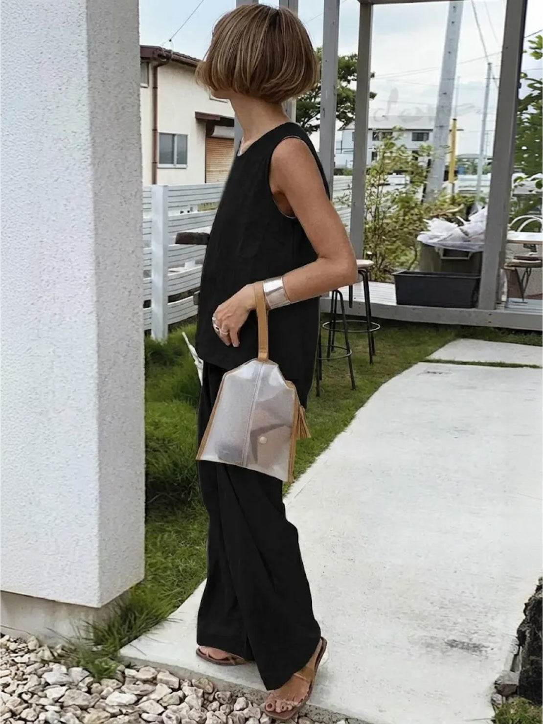 Women's Sleeveless Tank And Wide Leg Pants Set