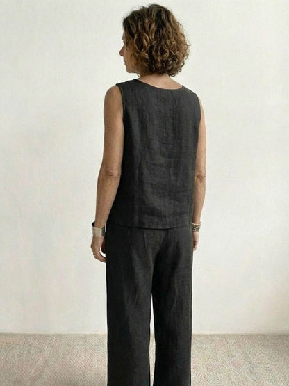 Women's Sleeveless Tank And Wide Leg Pants Set